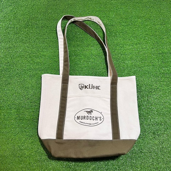 Kuhl Handbags - KUHL Canvas Tote Bag MURDOCH'S Large 17" X 13". Olive Drab & Cream NWOT handbag